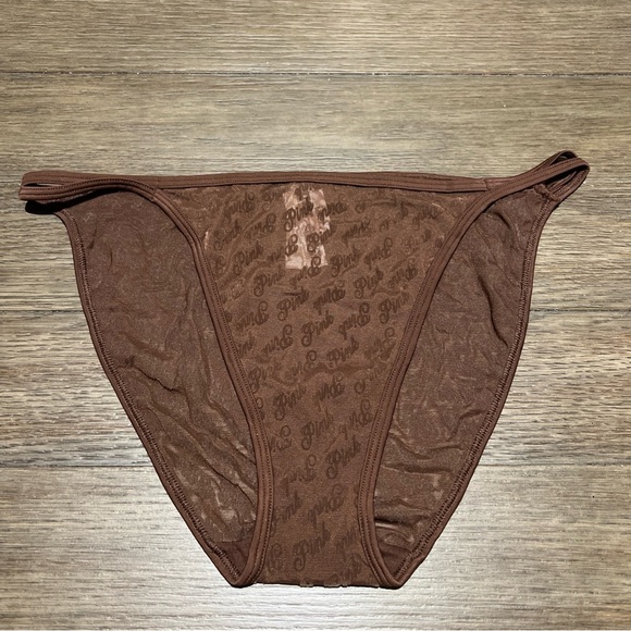 Victoria’s Secret PINK High Leg String Bikini Cheeky Panty Brown Mesh XX-Large - Picture 1 of 9